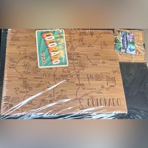 Totally Bamboo Colorado State Cutting Board & Puzzle Coaster Set NWT